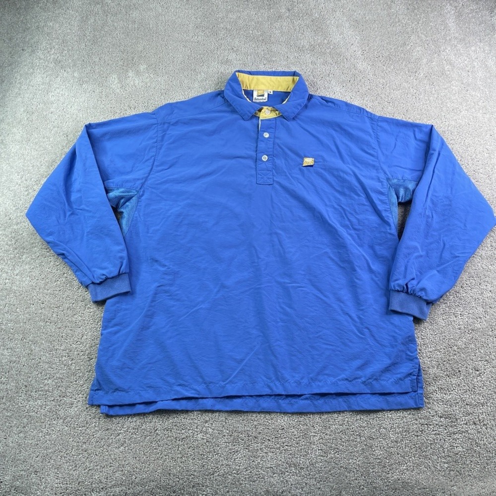 Solumbra Polo Shirt Mens Medium Blue Long Sleeve Sun Protective Outdoor Fishing
